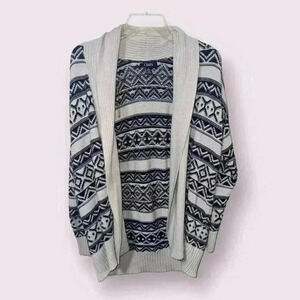 CHAPS Women’s Small Ralph Lauren Southwestern Open Front Sweater‎ Cardigan